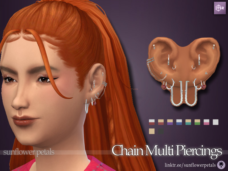 Chain Multi Piercings by SunflowerPetalsCC – CAS