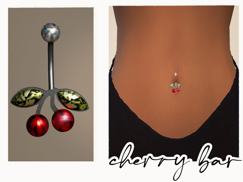 Cherry Belly Bar Piercing by thatsims4core – CAS
