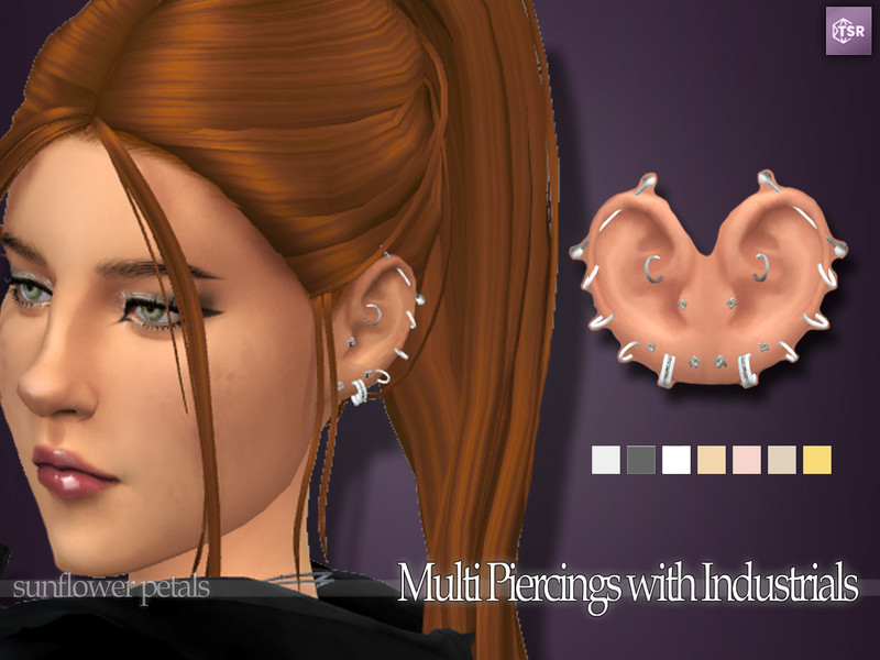 Multi Piercings with Industrials by SunflowerPetalsCC – CAS