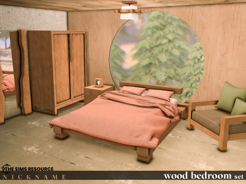Wood Bedroom Set by NICKNAME_sims4 – Furniture