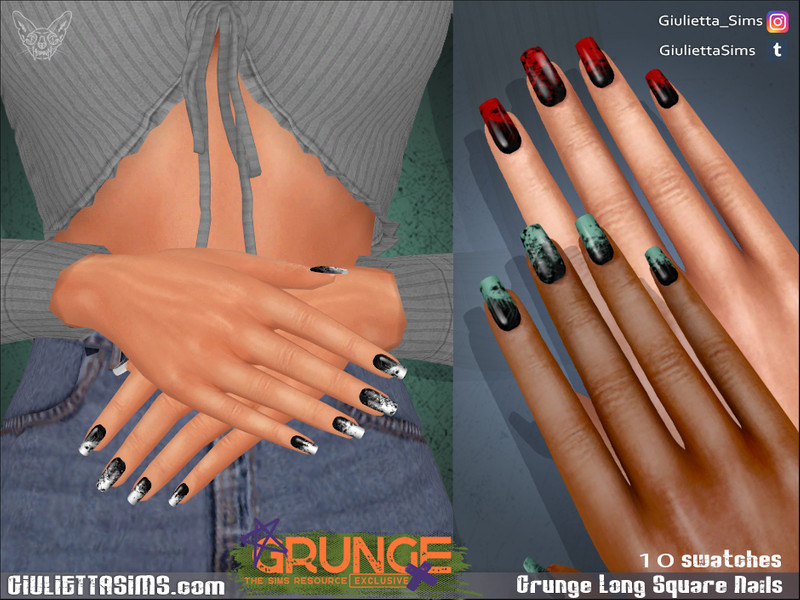 Grunge Long Square Nails by Feyona – CAS