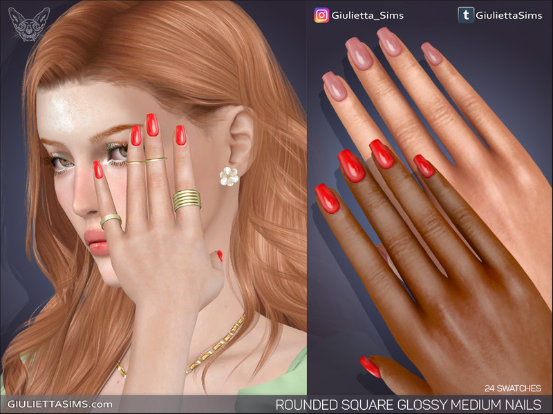 Rounded Square Glossy Medium Nails by Feyona – CAS