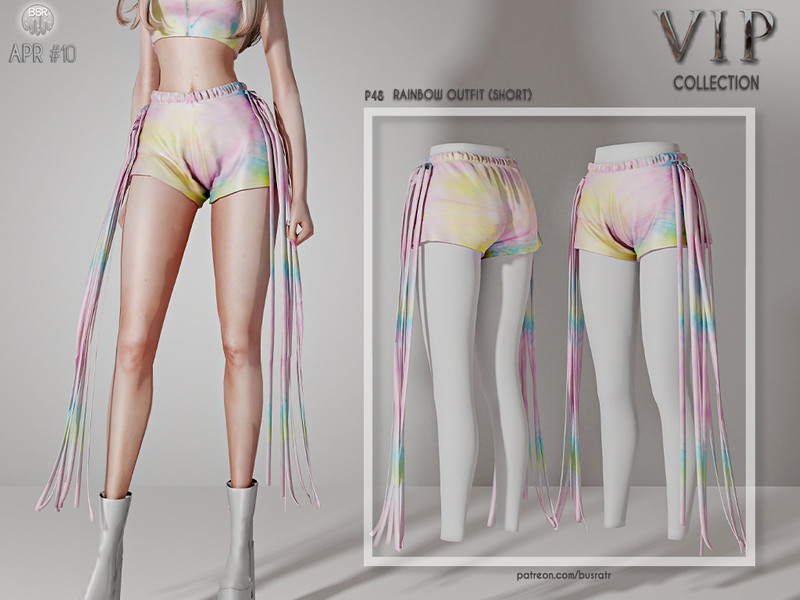 Patreon Early Access Rainbow Outfit Short P48 by busra-tr – CAS