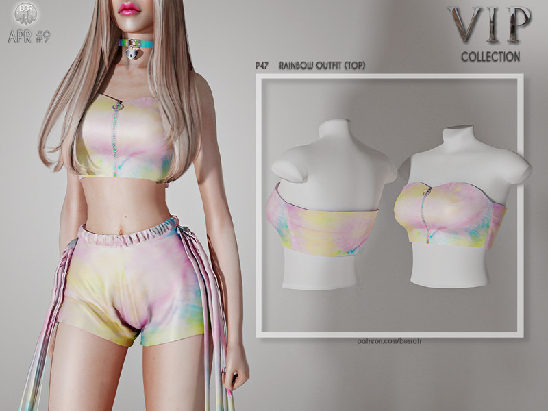 Patreon Early Access Rainbow Outfit Top P47 by busra-tr – CAS
