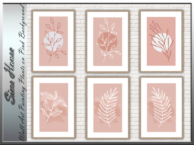 Wall Art Painting Plants On Pink Background by Sims House – Decor