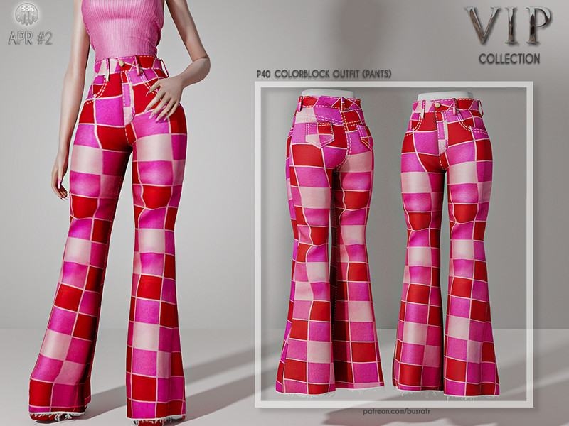Patreon Early Access Colorblock Outfit Pants P40 by busra-tr – CAS