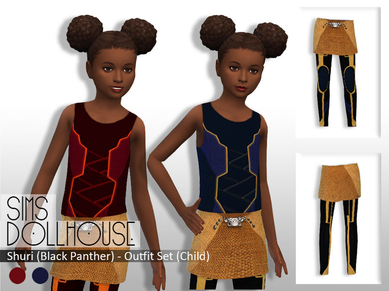 Sims Dollhouse Black Panthers Shuri Outfit Set Child by SimsDollhouse – CAS