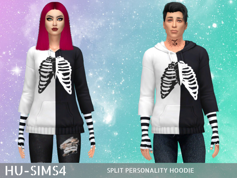 Split Personality Hoodie by hu-sims4 – CAS