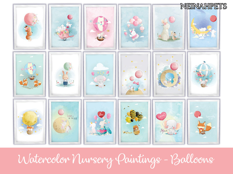Watercolor Nursery Paintings Balloons by neinahpets – Decor