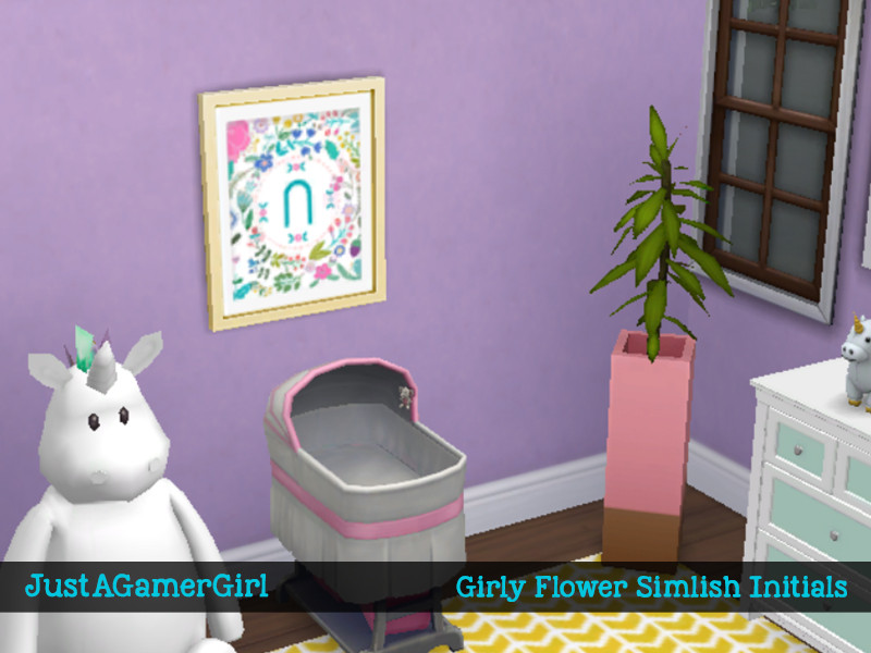 Girly Flower Simlish Initials Paintings by JustAGamerGirl25 – Decor