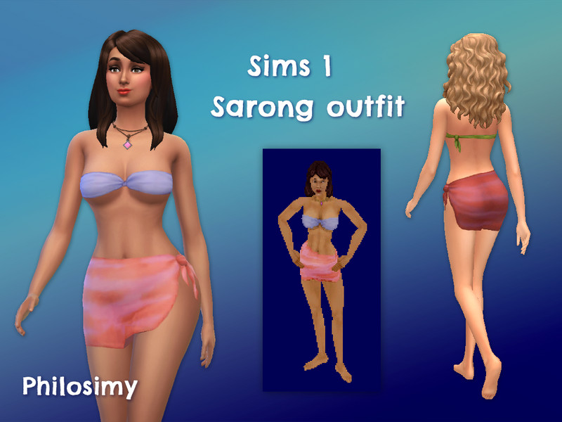 Sims 1 Sexy Sarong Outfit by Philosimy – CAS