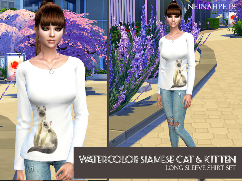Siamese Cat And Kitten Long Sleeved Shirt Set by neinahpets – CAS