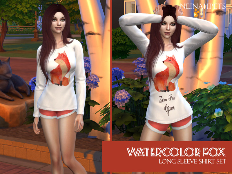 Watercolor Fox Long Sleeved Shirt Set by neinahpets – CAS