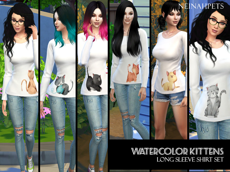 Watercolor Kitten Long Sleeved Shirt Set by neinahpets – CAS