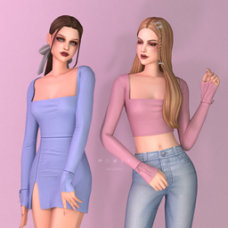 Square Neckline Dress / Top - Coquette Collection by LuxySims – CAS