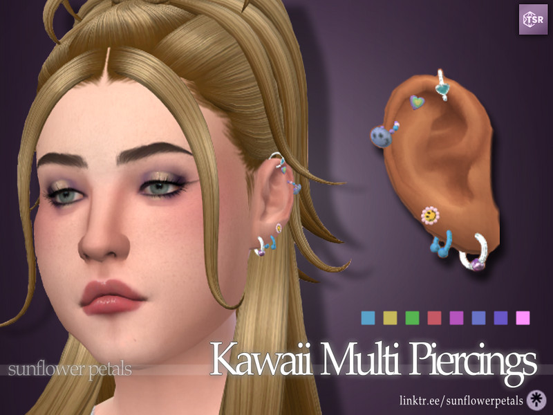 Kawaii Multi Piercings by SunflowerPetalsCC – CAS