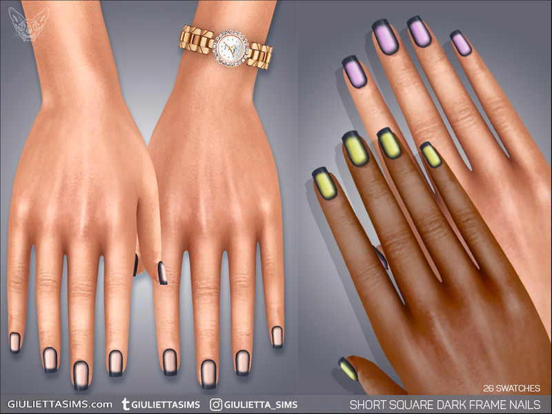 Short Square Dark Frame Nails by Feyona – CAS