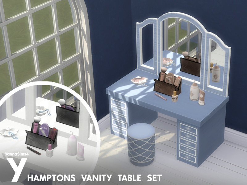 Yannasims4 Hamptons Vanity Table Set Stool by YannaSims4CC – Furniture