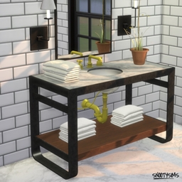 Sims Bathroom Cc Furniture Functional Cc Sink Table Mirror Lamp Towels Planter by SnootySims – Furniture